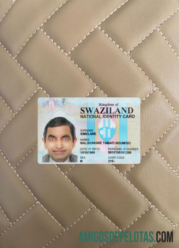 Swaziland National ID Card olhar de foto frente exemplo